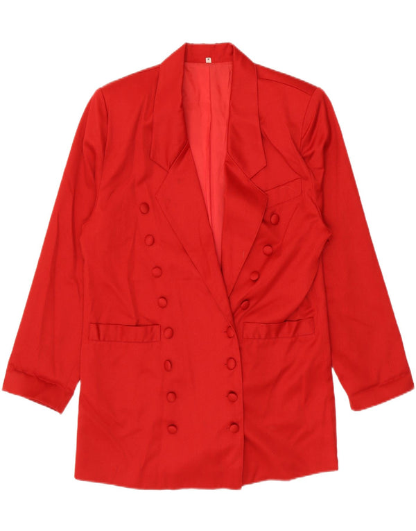 Jaqueta blazer feminina vintage longline com peito duplo Reino Unido 14 vermelho médio