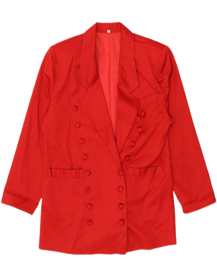 Jaqueta blazer feminina vintage longline com peito duplo Reino Unido 14 vermelho médio