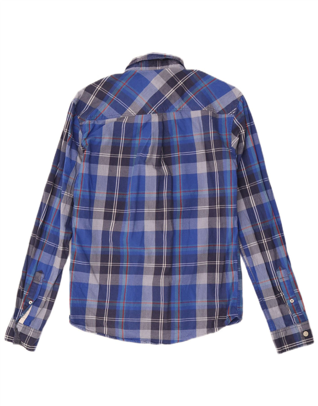 Camisa de flanela masculina Jack & Jones 11-12 anos algodão xadrez azul