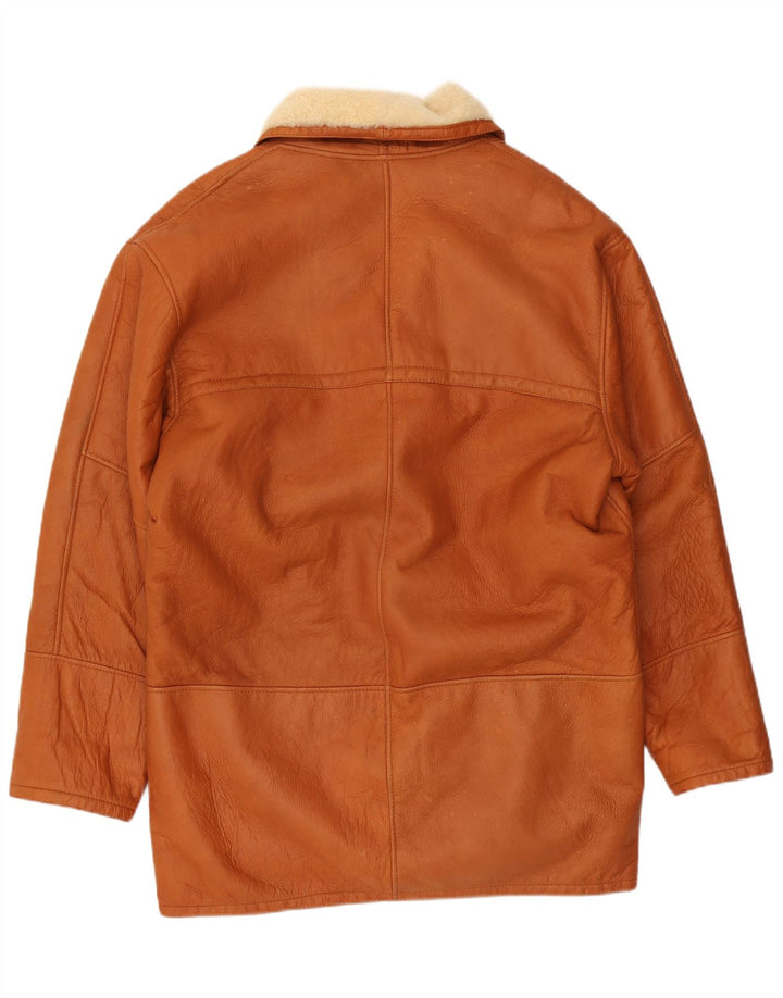 Sobretudo masculino VINTAGE de shearling IT 50 grande marrom shearling