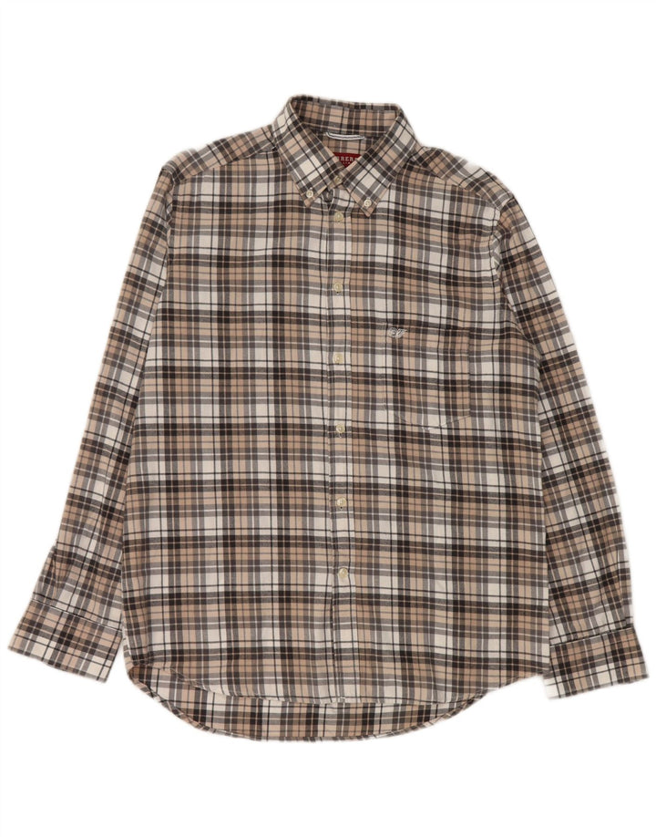 Camisa masculina de flanela Carrera Regular Fit média de algodão xadrez multicolorido