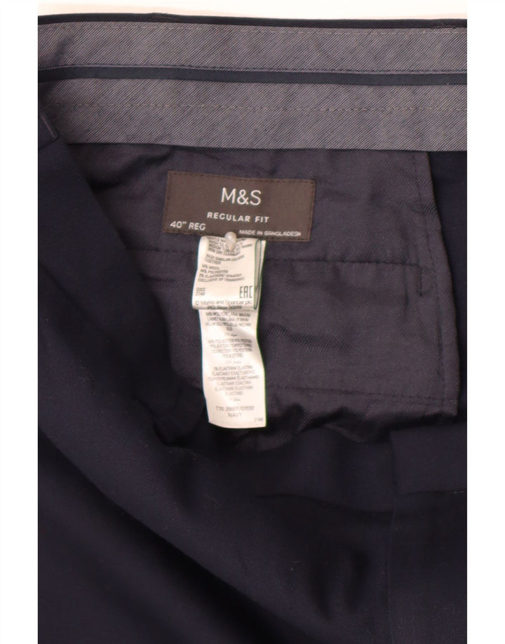 Calça feminina Marks & Spencer reta regular fit W40 L30 azul marinho