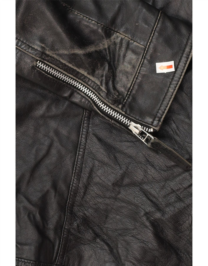 Jaqueta feminina de couro para motociclista Isaco & Kawa IT 44 couro preto médio