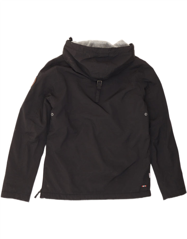 Jaqueta masculina Napapijri com capuz gráfico Anorak UK 38 poliéster preto médio
