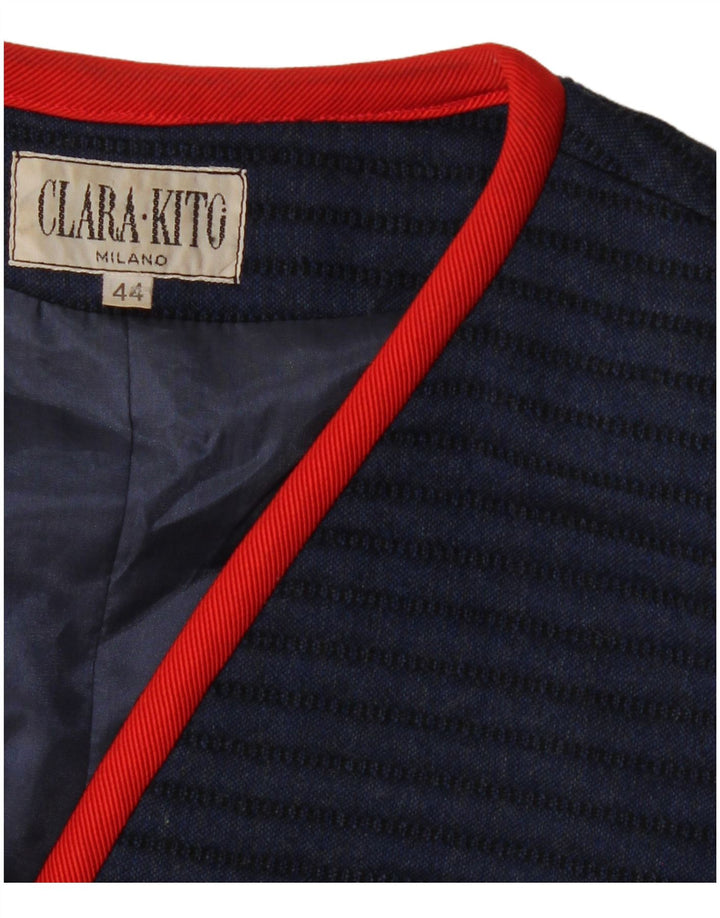 Jaqueta blazer feminina VINTAGE com 3 botões IT 44 médio azul marinho listrado