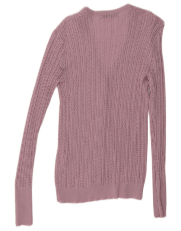 Suéter cardigã feminino Zara Reino Unido 14 viscose rosa médio