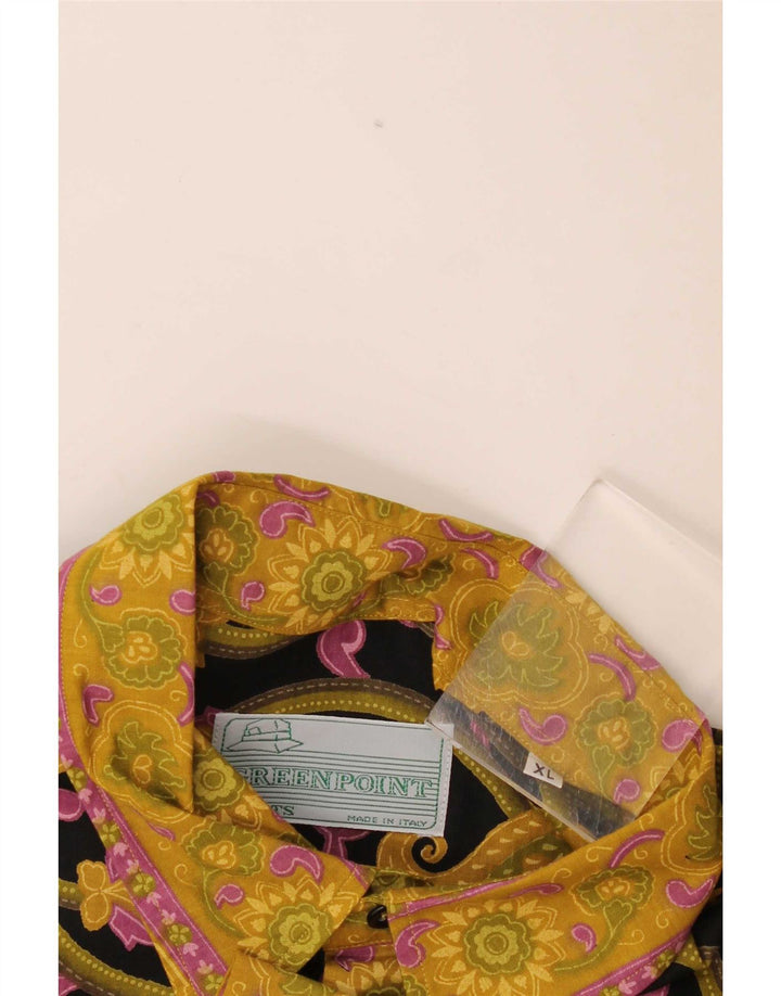 Camisa masculina vintage de manga curta XL preta Paisley