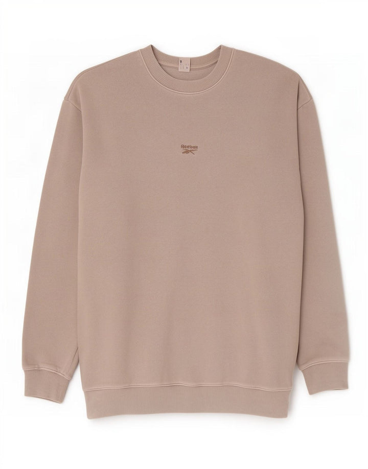 Reebok Mens Loose Fit Moletom Jumper Pequeno Algodão Cinza