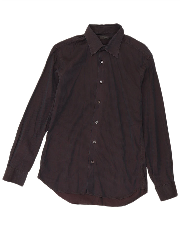 Camisa masculina Calvin Klein tamanho 40 médio risca de giz Borgonha
