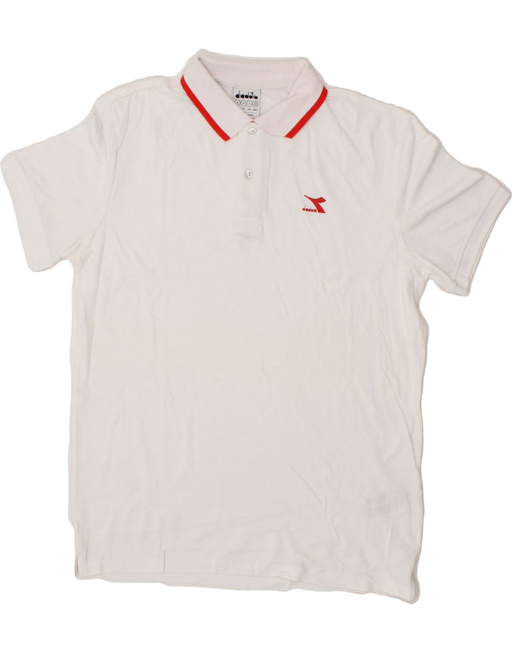 DIADORA Mens Polo Shirt Medium White Cotton Vintage Diadora and Second-Hand Diadora from Messina Hembry 