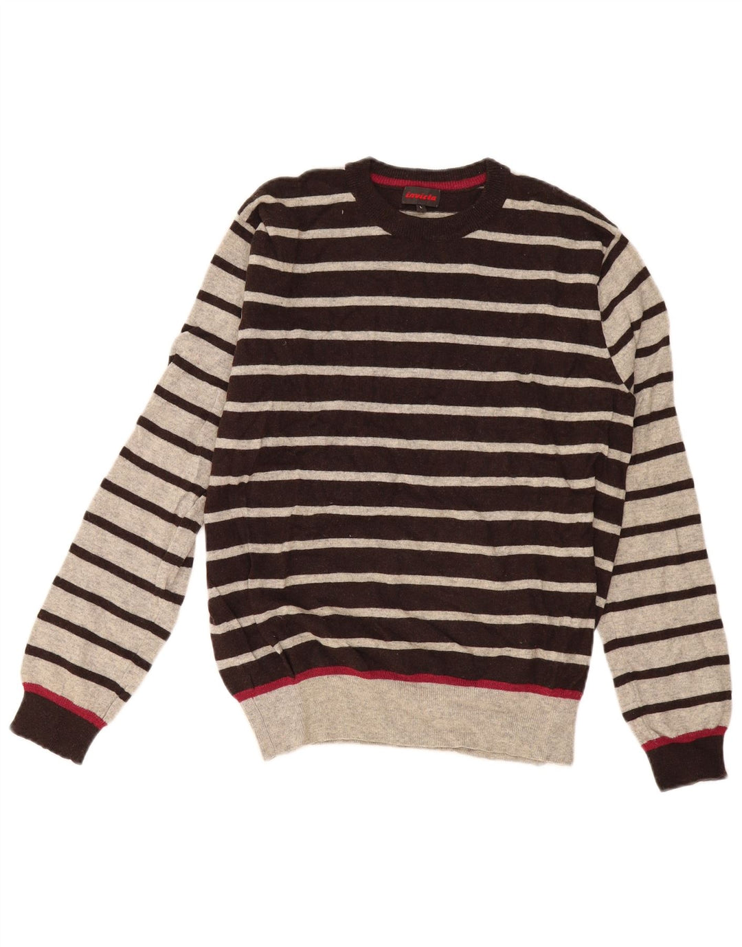 Suéter masculino Invicta com gola redonda e lã listrada cinza grande