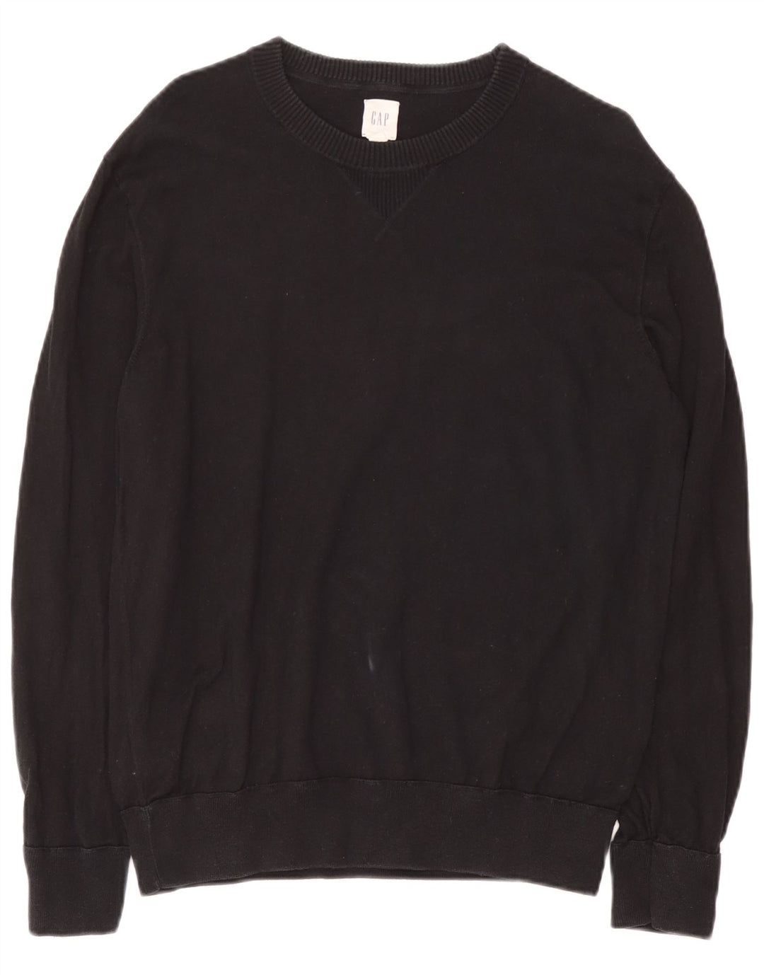 Suéter masculino Gap com gola redonda, pequeno algodão preto