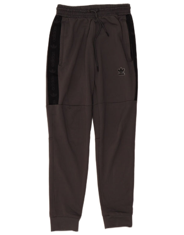 Adidas masculino gráfico calças de treino joggers pequeno cinza colorblock