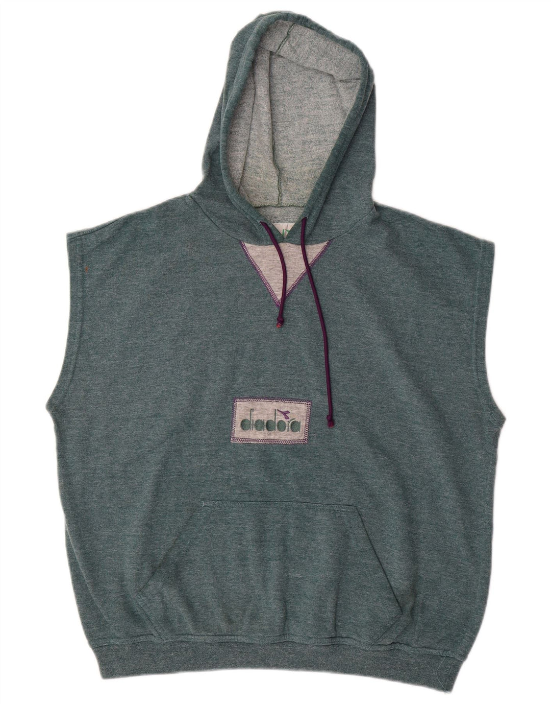 Suéter masculino com capuz sem mangas DIADORA grande algodão azul