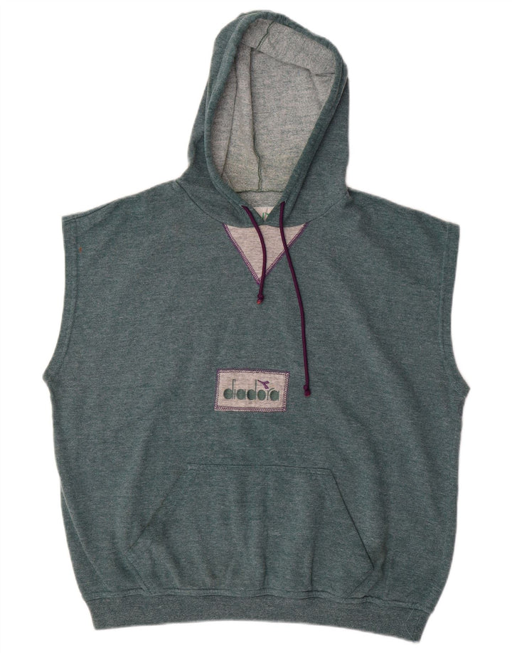 Suéter masculino com capuz sem mangas DIADORA grande algodão azul