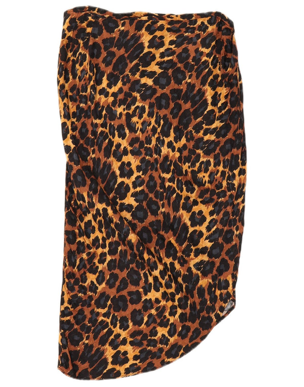 Zara Saia assimétrica feminina média W28 marrom animal print viscose