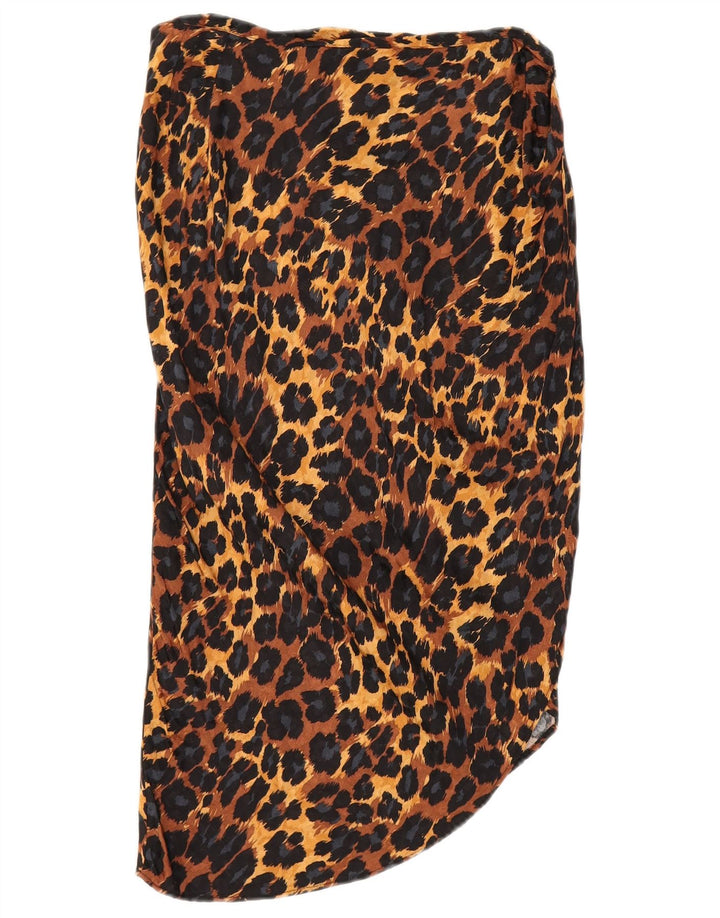 Zara Saia assimétrica feminina média W28 marrom animal print viscose