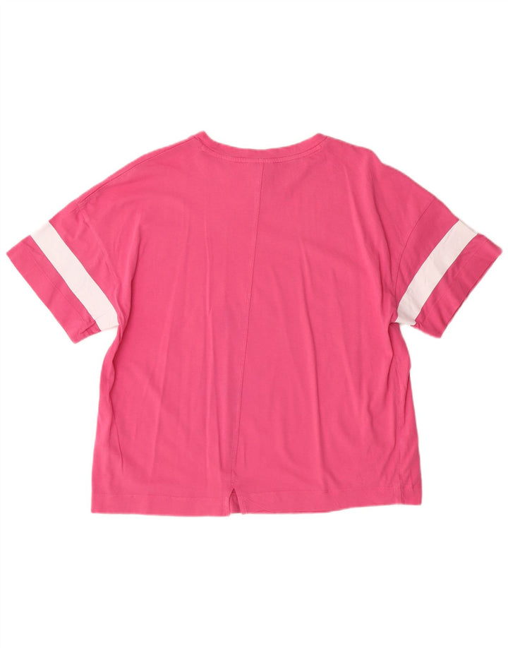 Camiseta feminina DIADORA UK 14 algodão listrado rosa médio