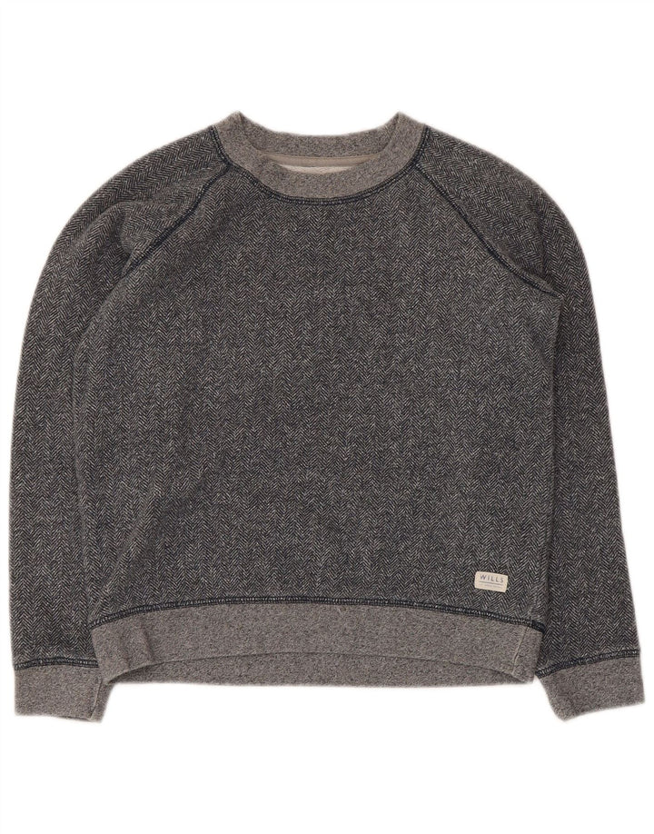 Jack Wills moletom feminino cropped Reino Unido 10 pequeno espinha de peixe cinza