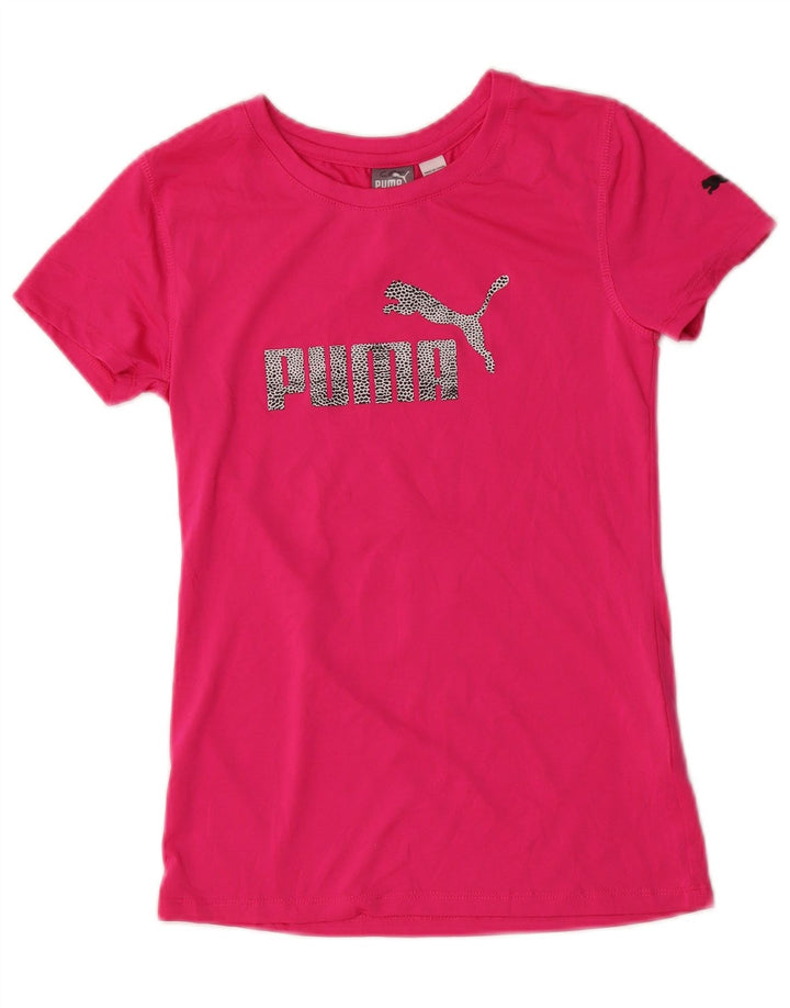 Camiseta feminina PUMA com estampa gráfica 12-13 anos grande poliéster rosa