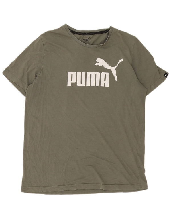Puma Mens Graphic T-Shirt Top Grande Algodão Verde