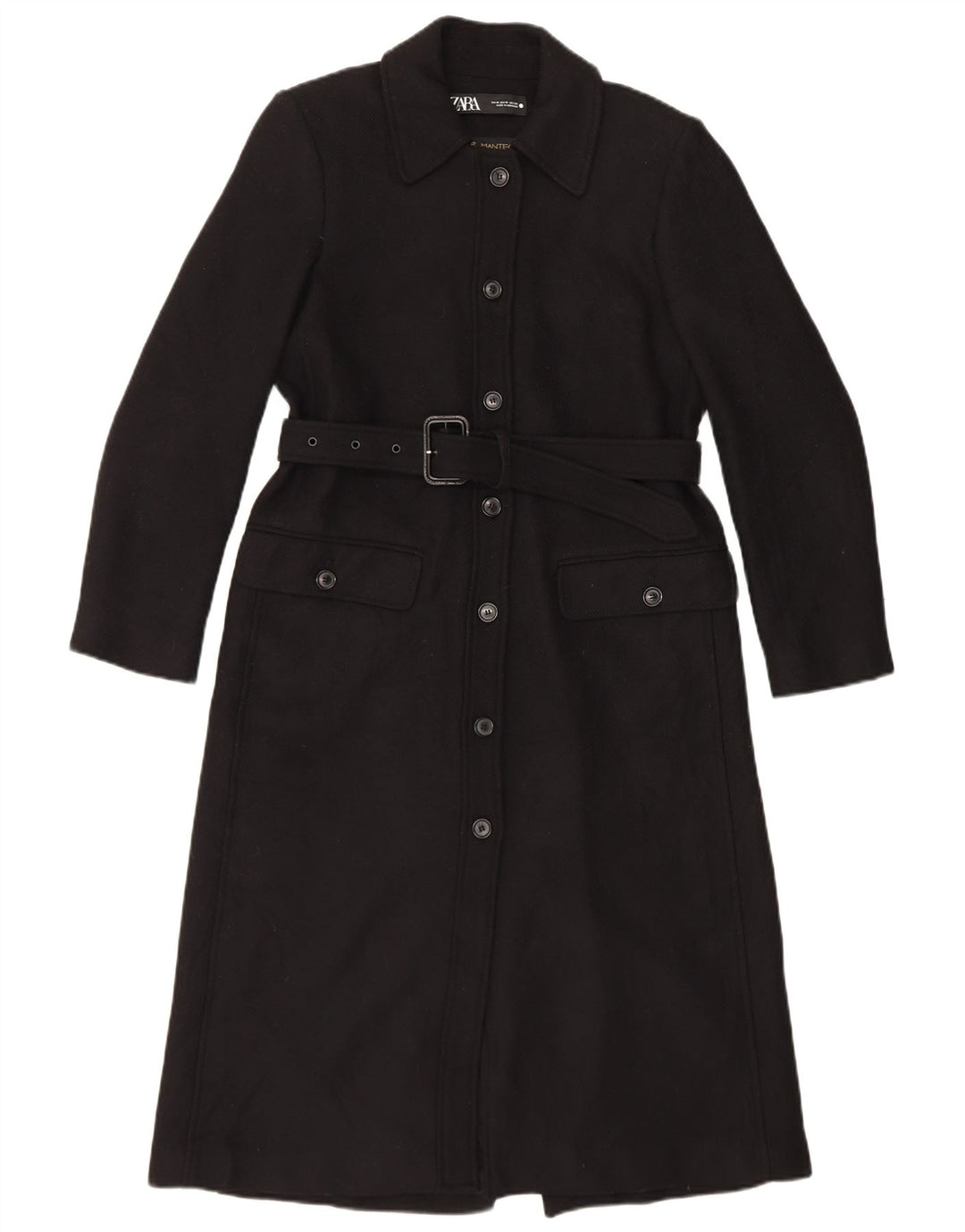 Sobretudo feminino Zara UK 14 lã preta média