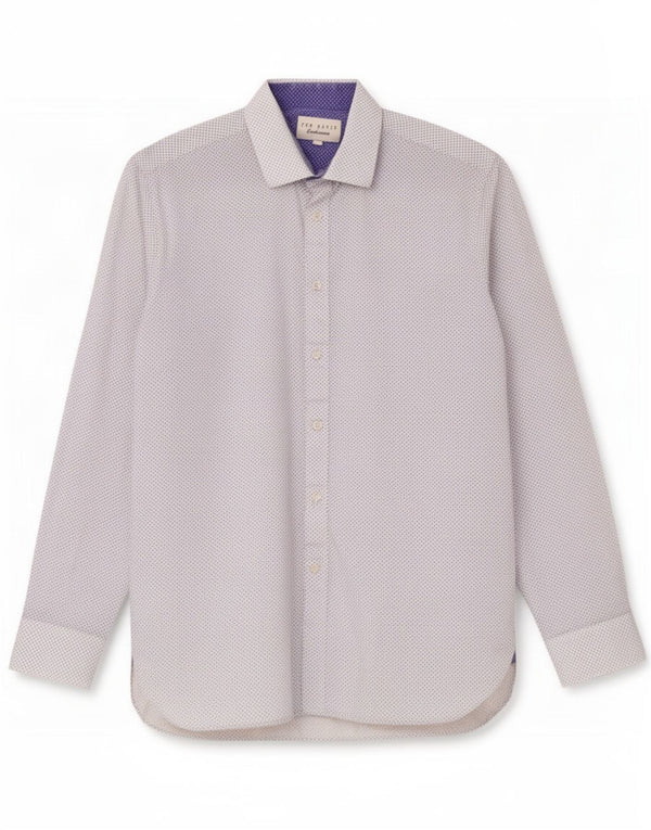 Ted Baker Mens Shirt Size 15.5 Medium White Geometric Cotton