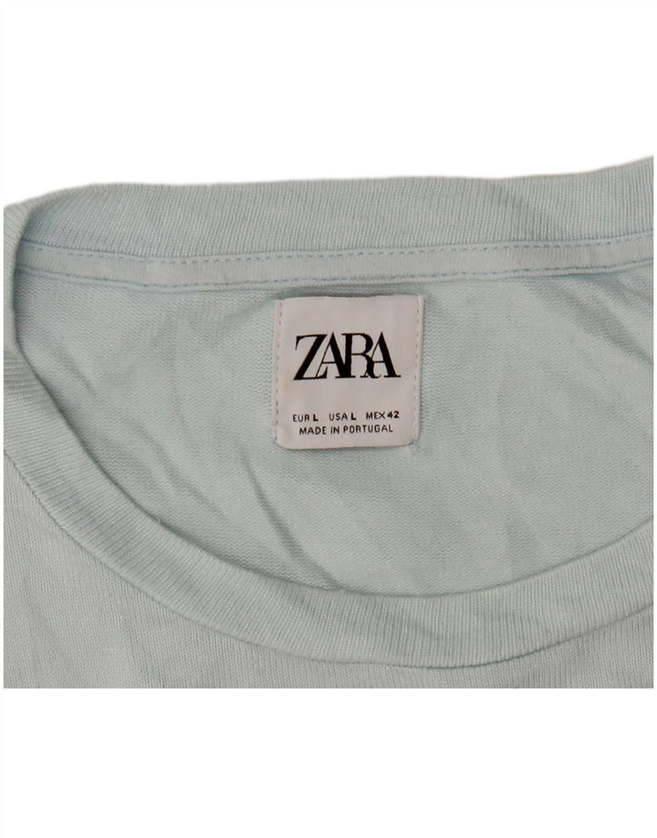 Zara Camiseta masculina grande azul