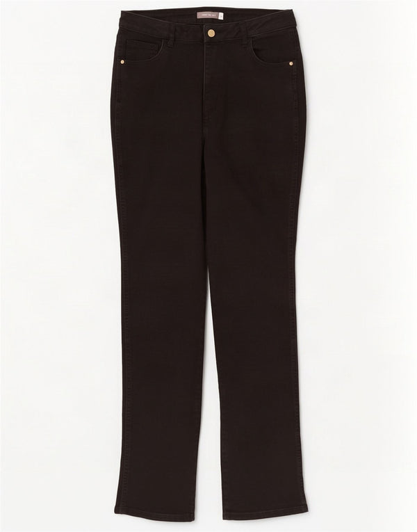 Calça jeans reta feminina MINT VELVET Reino Unido 12 médio W28 L32 algodão preto
