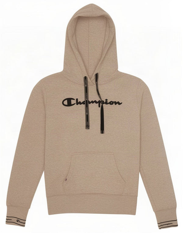 Champion Womens Graphic Hoodie Jumper UK 14 Algodão Bege Médio Flecked