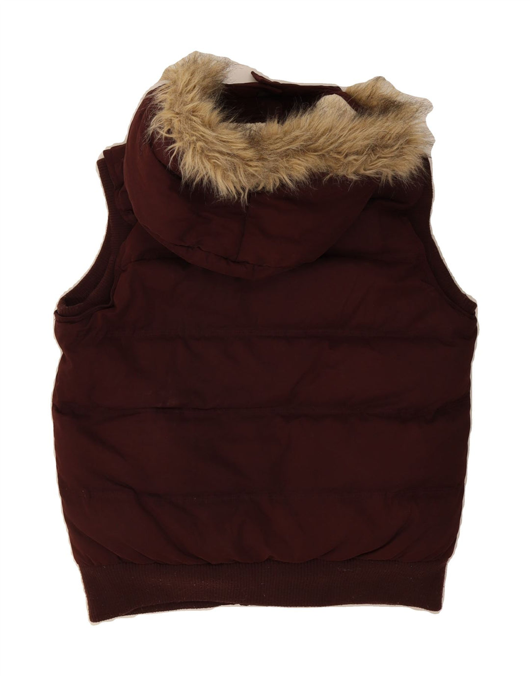 FAT FACE Womens Hooded Padded Gilet UK 12 Medium Burgundy Cotton Vintage Fat Face and Second-Hand Fat Face from Messina Hembry 