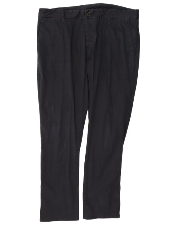 Calças Chino retas masculinas Armani EU 52 XL W38 L29 algodão azul marinho