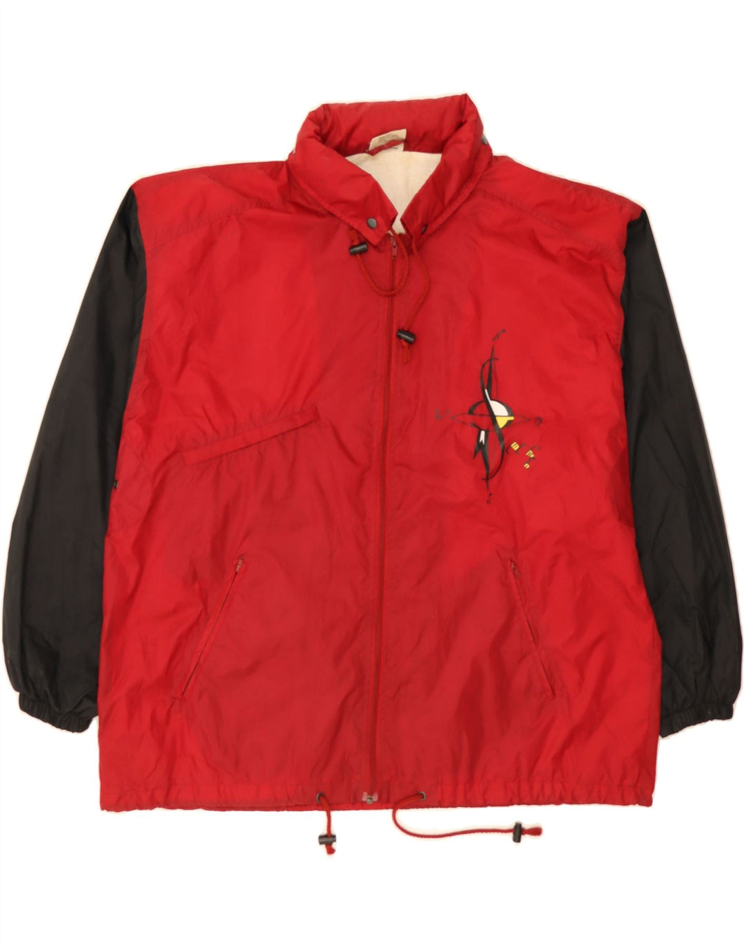 MARCEL CLAIR Mens Hooded Tracksuit Top Jacket XL Red Colourblock Polyamide Vintage Marcel Clair and Second-Hand Marcel Clair from Messina Hembry 