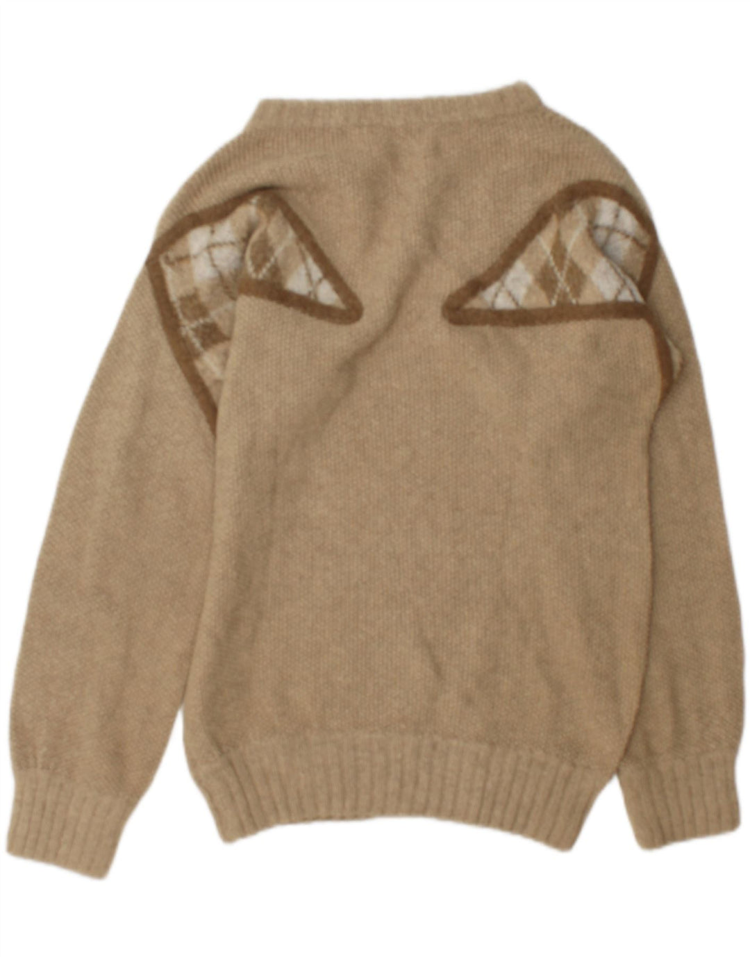 Suéter vintage masculino com gola canoa, verde médio geométrico