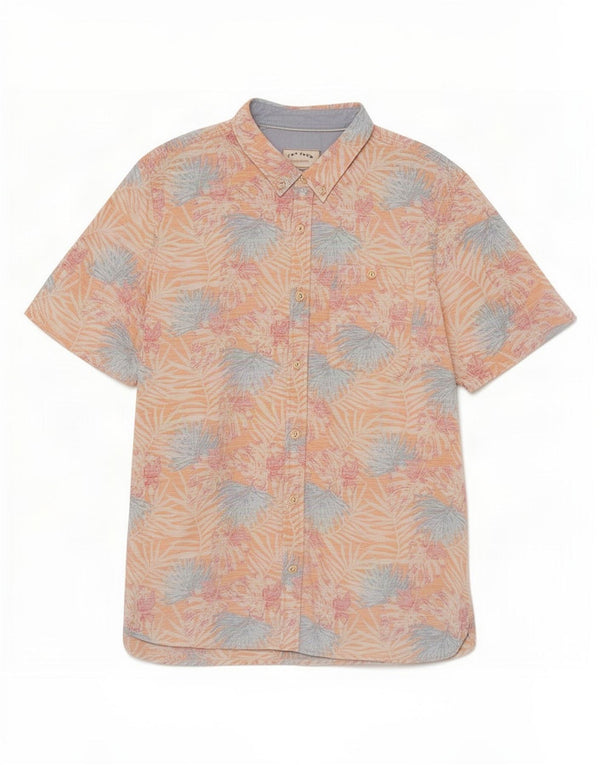 Camisa masculina de manga curta Fat Face 3XL algodão floral laranja