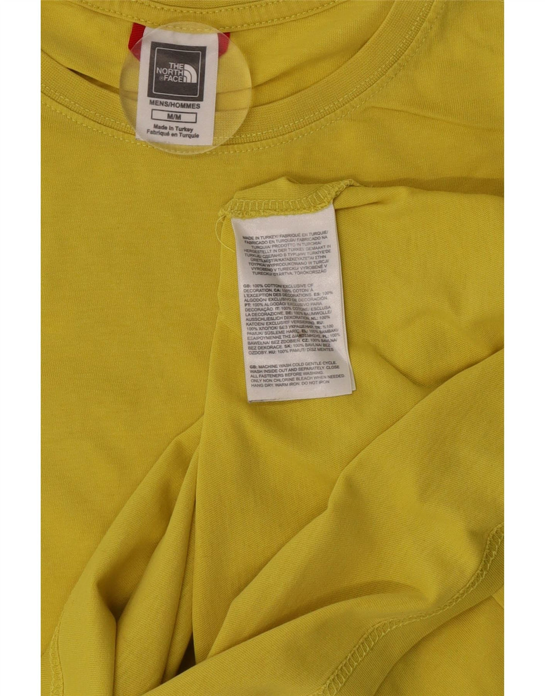 Camiseta gráfica masculina The North Face algodão amarelo médio