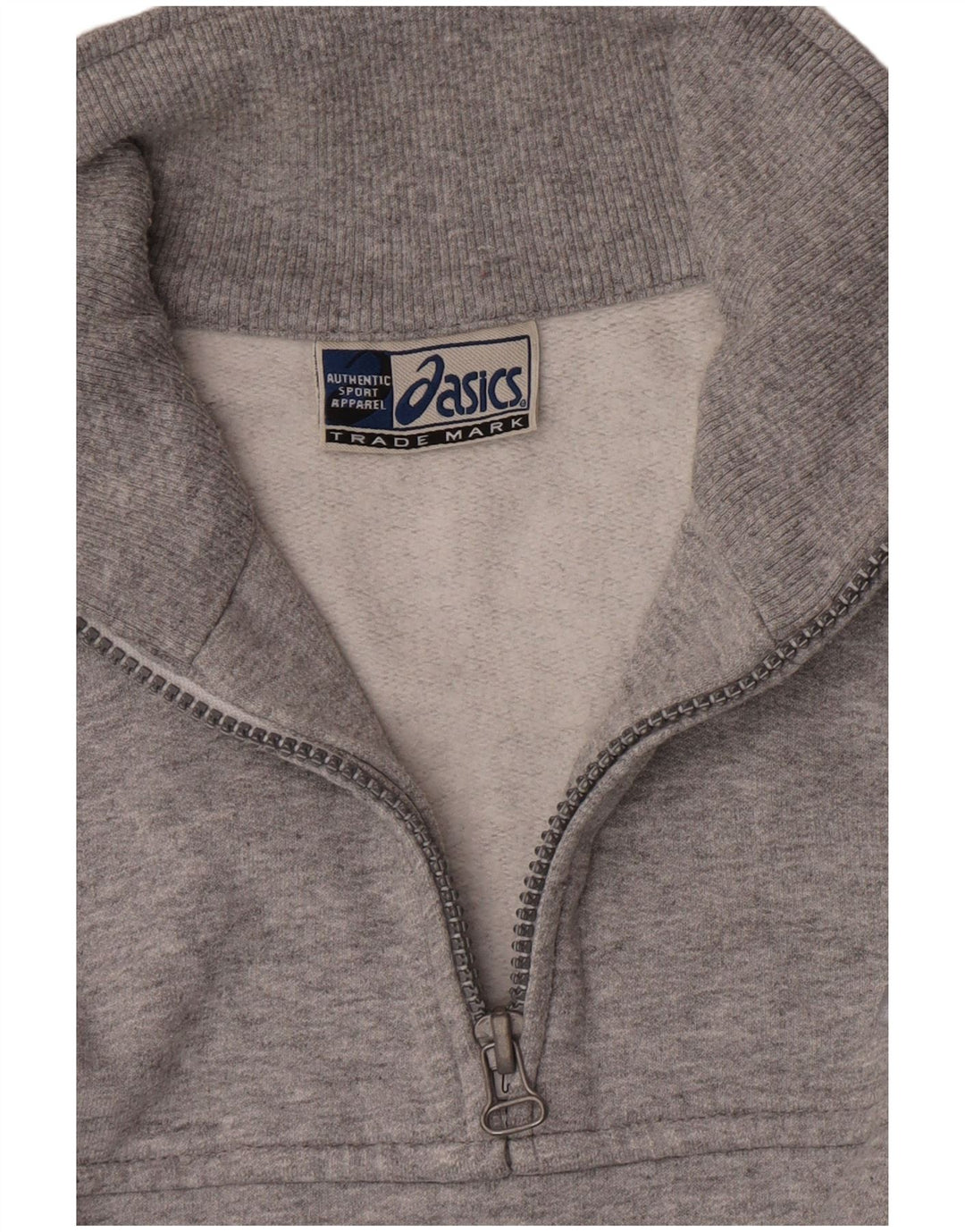 Asics Mens Zip Neck Moletom Jumper Grande Algodão Cinza