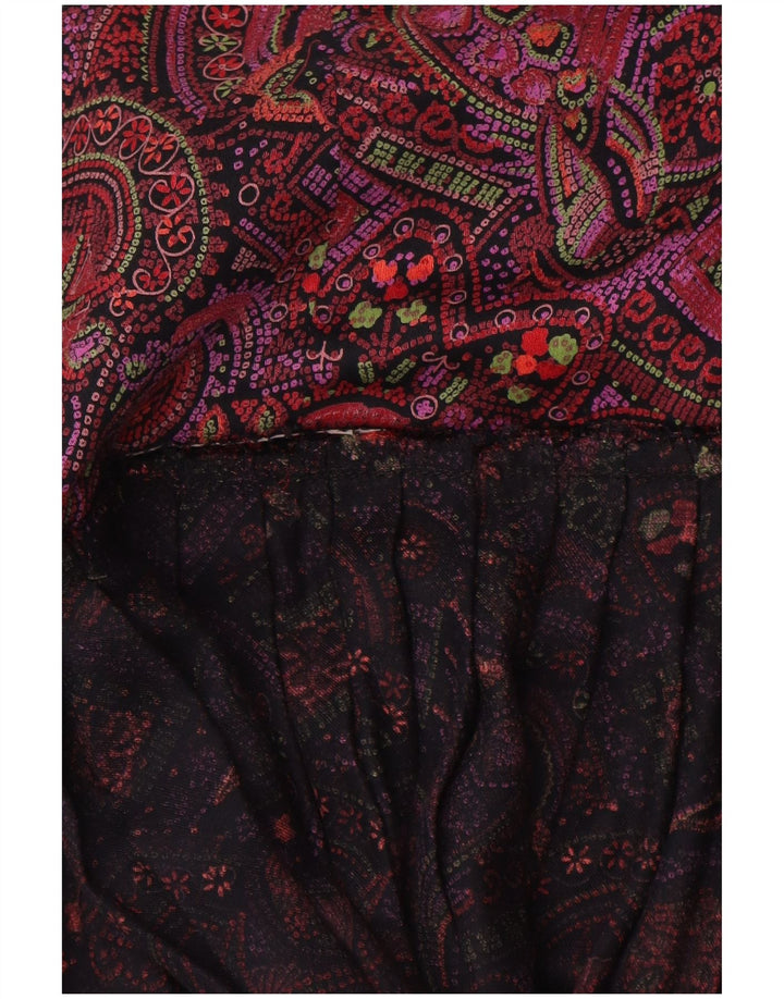 Saia plissada feminina vintage W26 pequena Paisley multicolorida