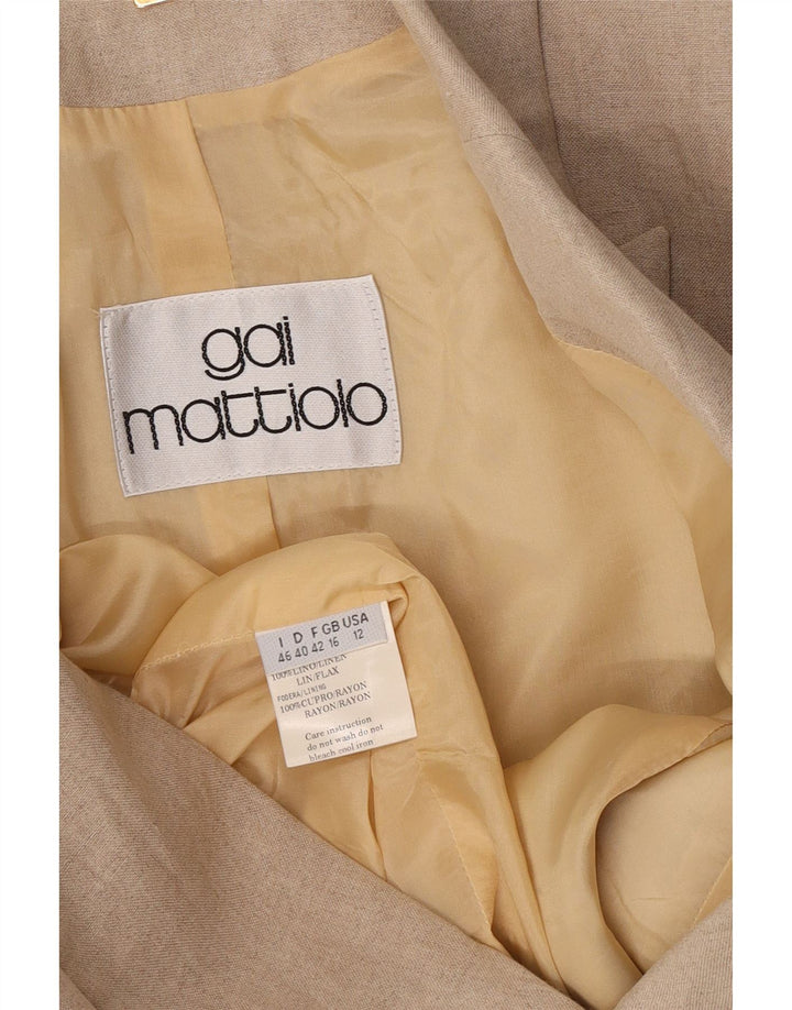 Jaqueta blazer feminina Gai Mattiolo com 1 botão Reino Unido 16 grande linho bege