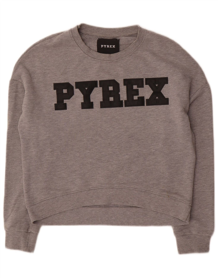 Suéter feminino Pyrex com estampa gráfica oversized UK 10 pequeno cinza