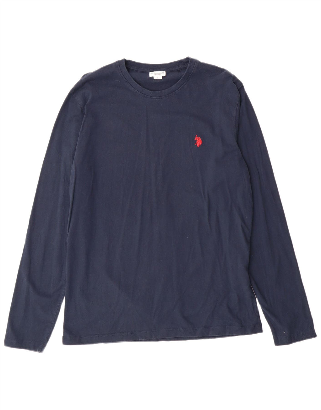 US Polo Assn. Top feminino manga comprida UK 16 grande algodão azul marinho