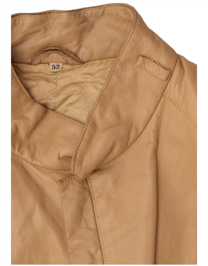 Jaqueta de couro masculina vintage IT 52 XL bege
