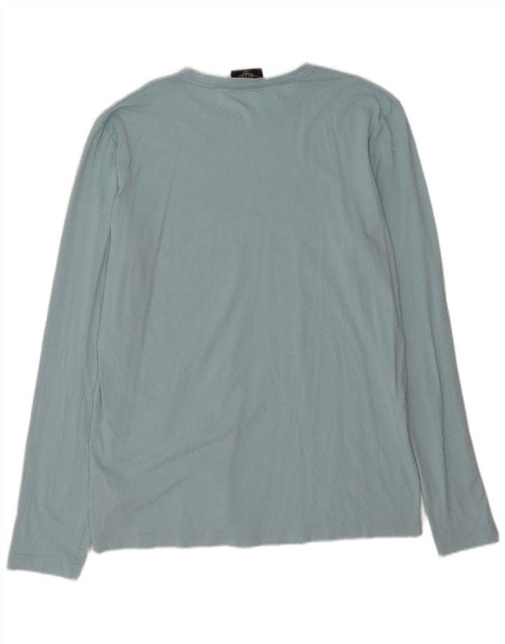 Bear Mens Gráfico Top Manga Longa Grande Algodão Azul