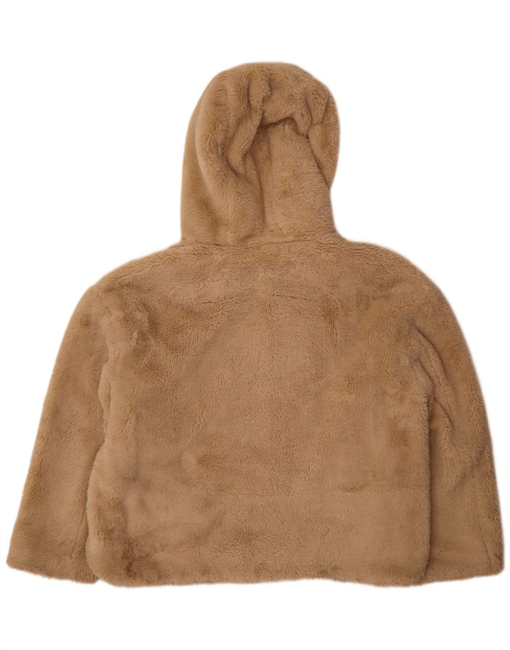 Jaqueta bomber com capuz Teddy Bear feminino Zara Reino Unido 14 poliéster bege médio
