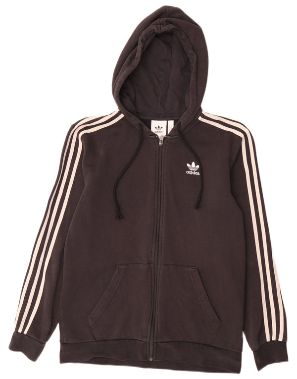 Adidas masculino zip moletom com capuz pequeno algodão preto