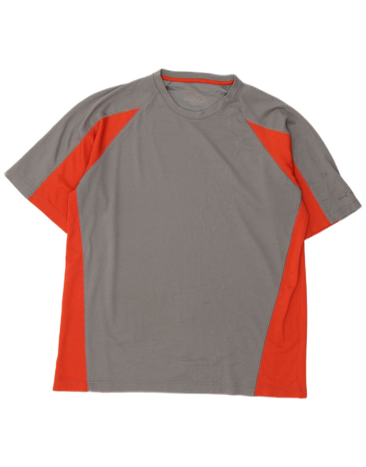 EDDIE BAUER Camiseta masculina grande cinza colorblock poliéster