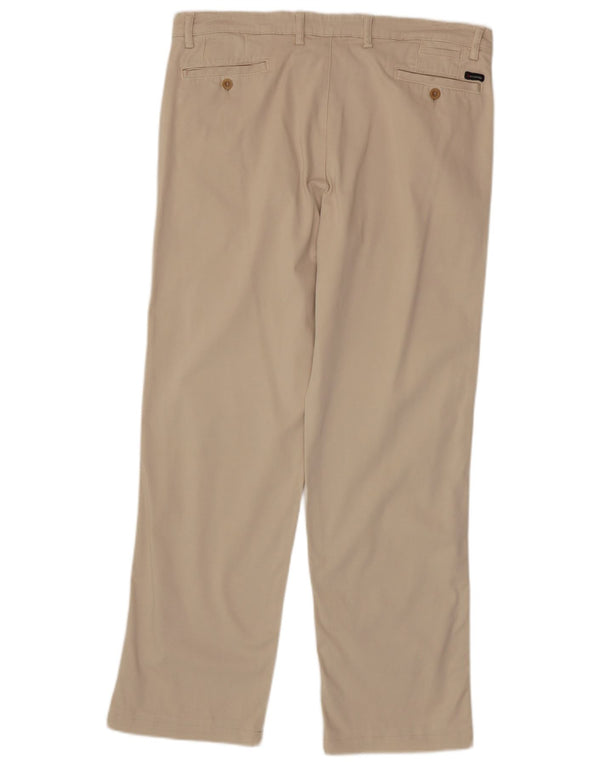 Calça Chino Reta Masculina Ivy Oxford W34 L30 Algodão Bege