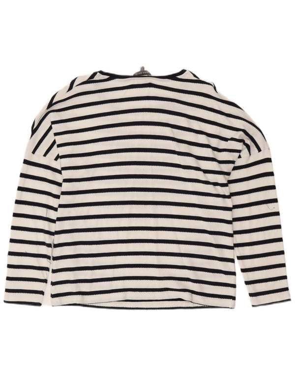 Blusa feminina LAURA ASHLEY UK 16 grande algodão listrado branco