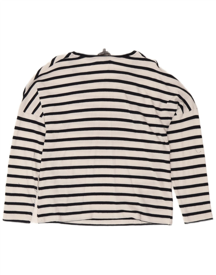 Blusa feminina LAURA ASHLEY UK 16 grande algodão listrado branco