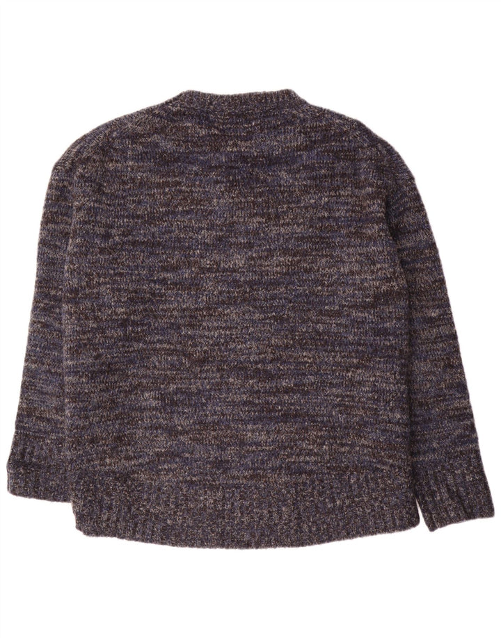 Suéter feminino Zara com gola redonda, Reino Unido 14, médio, azul marinho, manchado